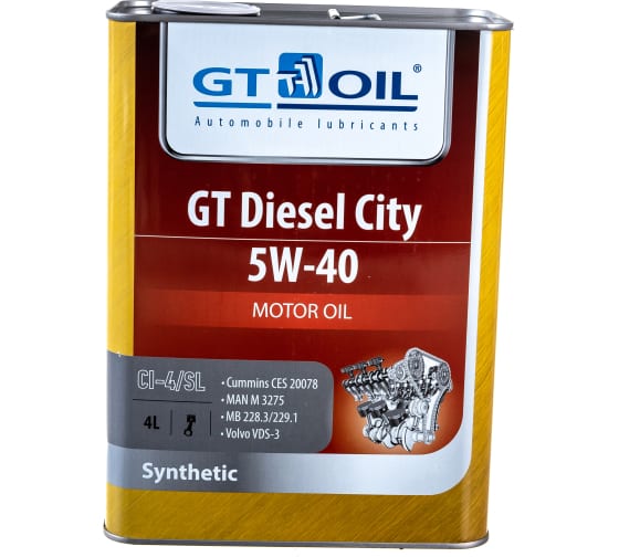 GT масло Diesel City 5W-40 CI-4/SL 4л синт