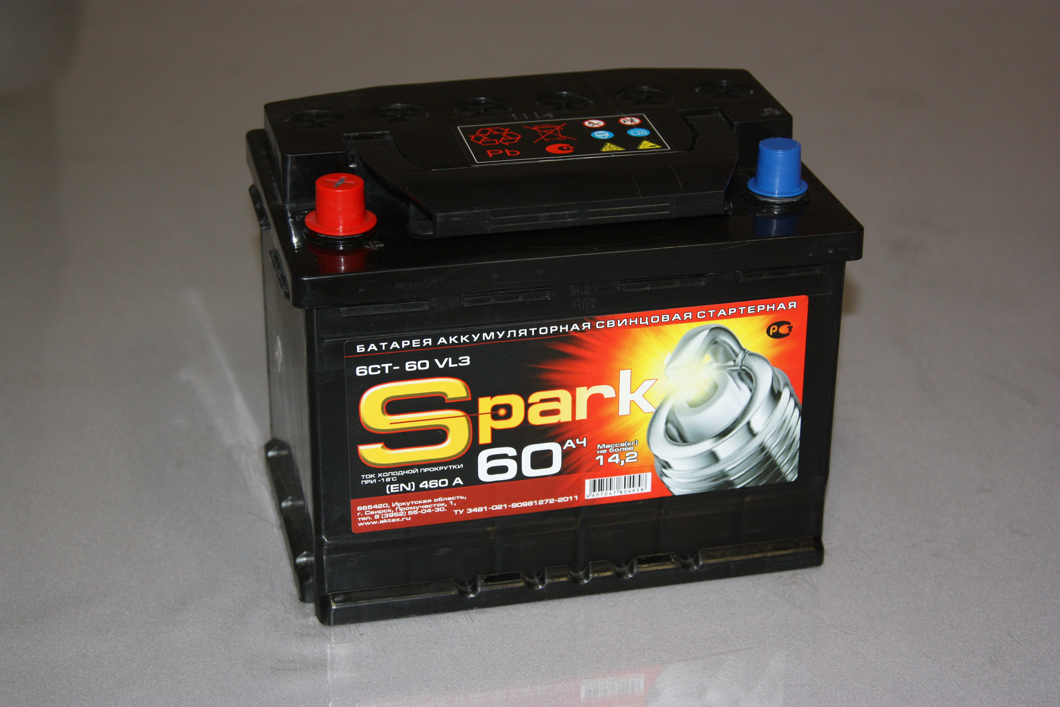 Spark 60 Ач прям.п. (1) - аккумулятор легковой