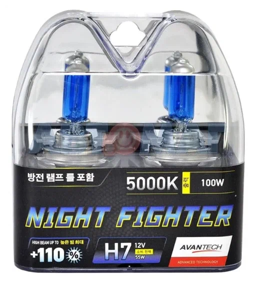 AVANTECH лампа к-т NIGHT FIGHTER H7 12v55w AB5007 цоколь H7