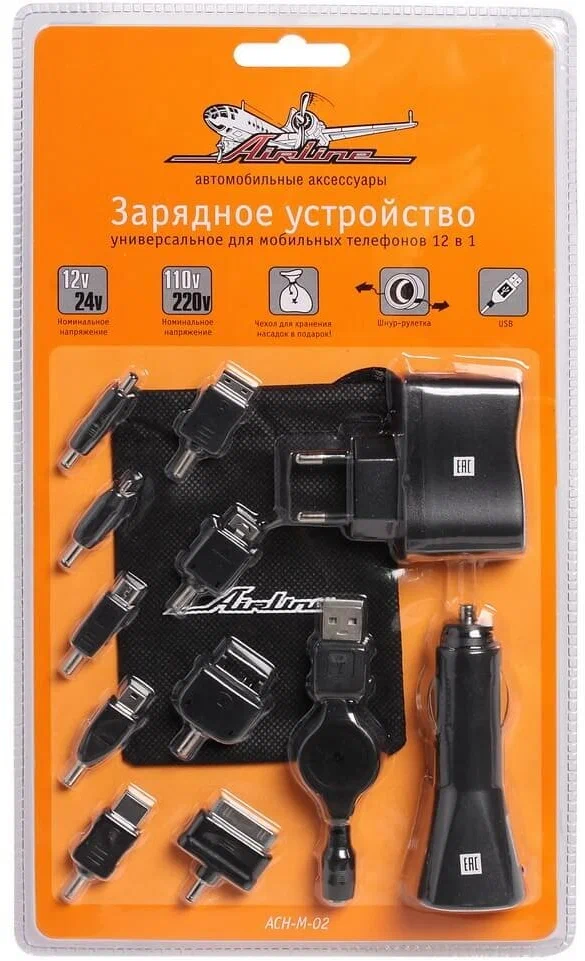AIRLINE ЗУ 12 в 1 для мобил тел AIRLINE ACH-M-02
