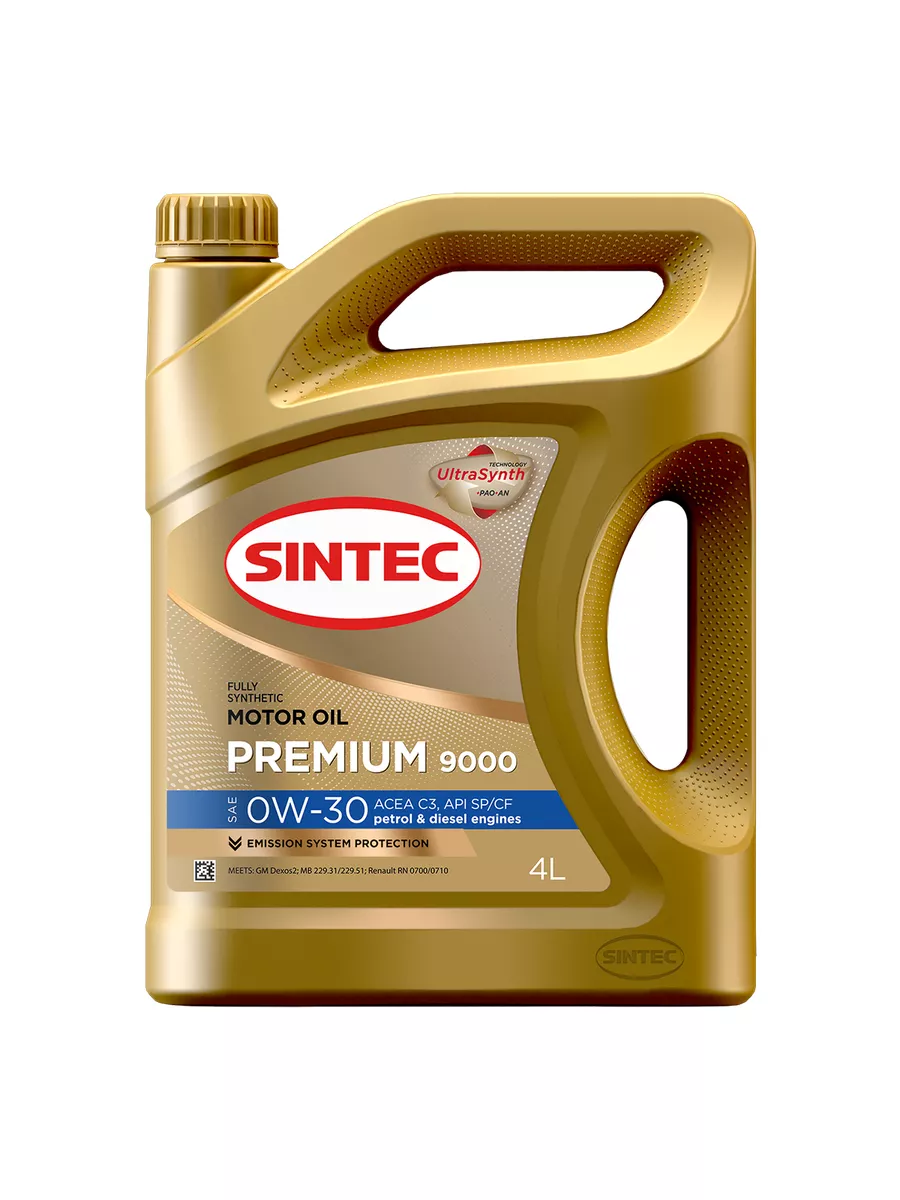 SINTEC масло ПРЕМИУМ 9000 0W-30 SP/CF/C3 (4+1)л А