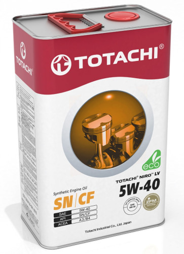 TOTACHI масло NIRO LV SYNTHETIC SN/CF 5W40 4л синт