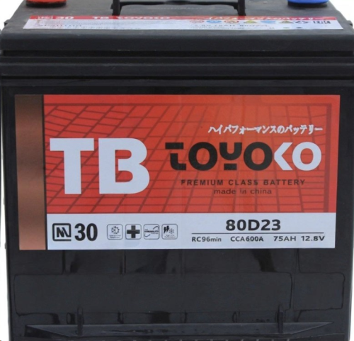 TOYOKO 75 Ач (80D23L) (0) - аккумулятор для азиатских автомобилей