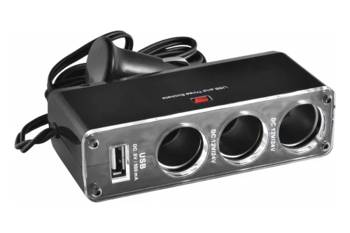 SKYWAY Разветвитель прикур 3 гнезда+USB ЧS02301008