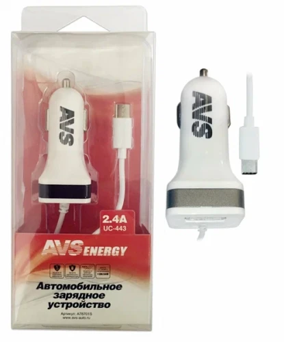 AVS USB автомоб заряд устройство 1порт+Type C /443